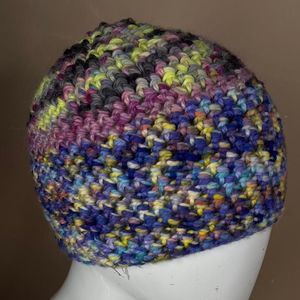 crochet beanie handmade rainbow anime hat cute spring indie yarn party helmet